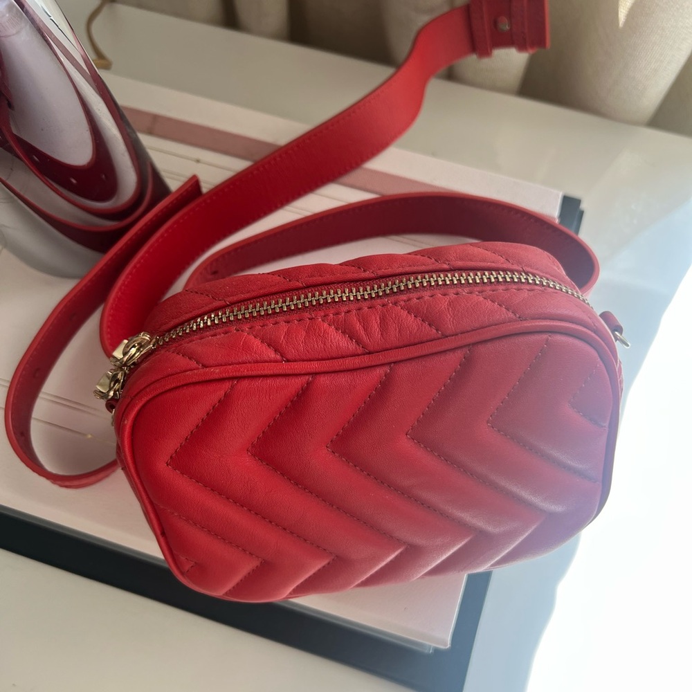 Sandro Red Quilted Crossbody+Fanny Pack Bag